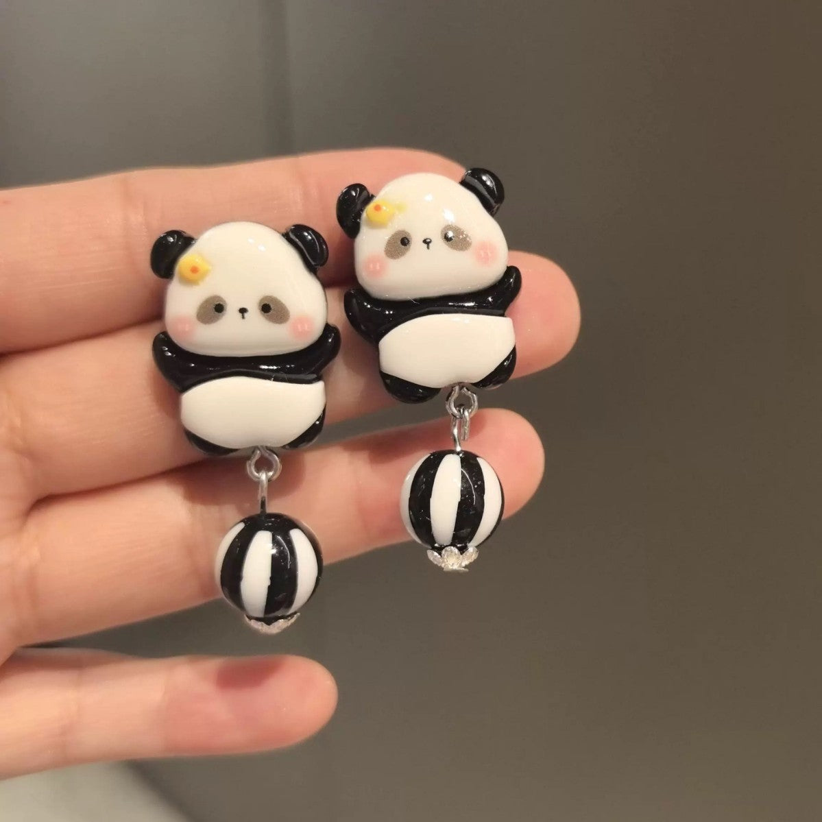 Wholesale Black and white panda earrings