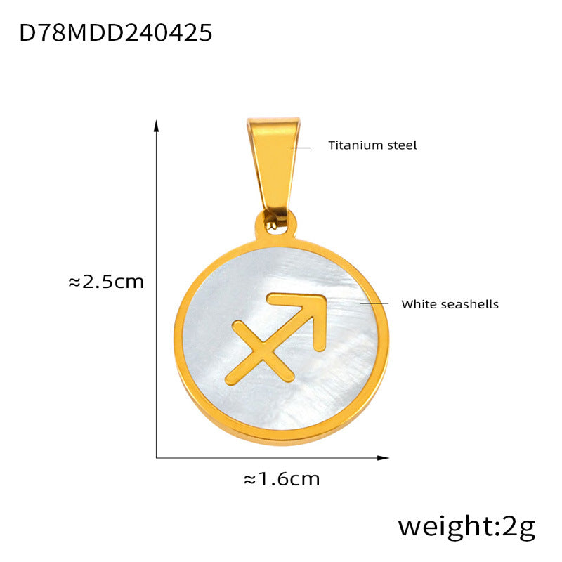 Wholesale Constellation round pendant titanium steel 18K gold temperament shell jewelry