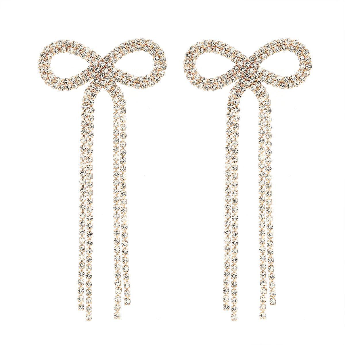 Wholesale Super Flash Claw Chain Bow Tassel Earrings