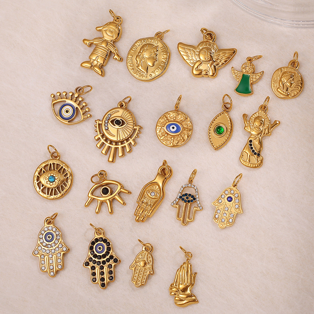 Wholesale Stainless steel 18K gold-plated palm eye pendant