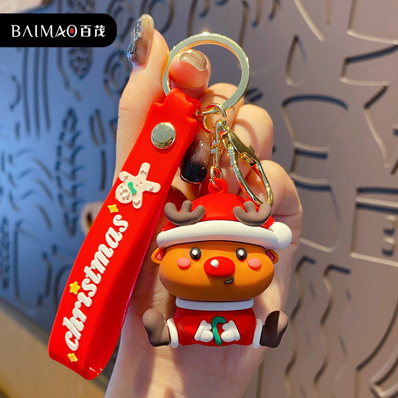 Wholesale Christmas Santa Claus Elk Figure Keychain