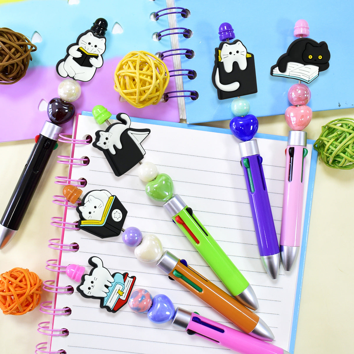 Wholesale Random 100pcs Creative Cartoon Black Cat Shape Pvc Soft Glue Beads