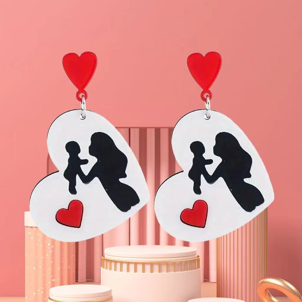Wholesale Mother's Day Round Pendant Earrings Acrylic Earrings