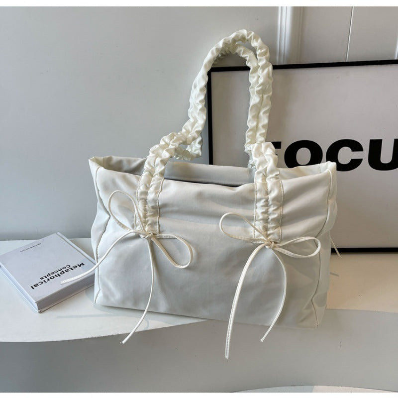 Wholesale Fashion pleated large capacity bow tote bag women's bag shoulder underarm bag