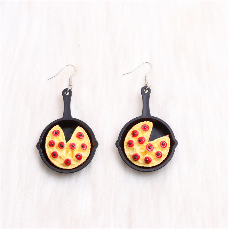 Wholesale Flat Bottomed Pot, Poached Eggs, Acrylic Earrings