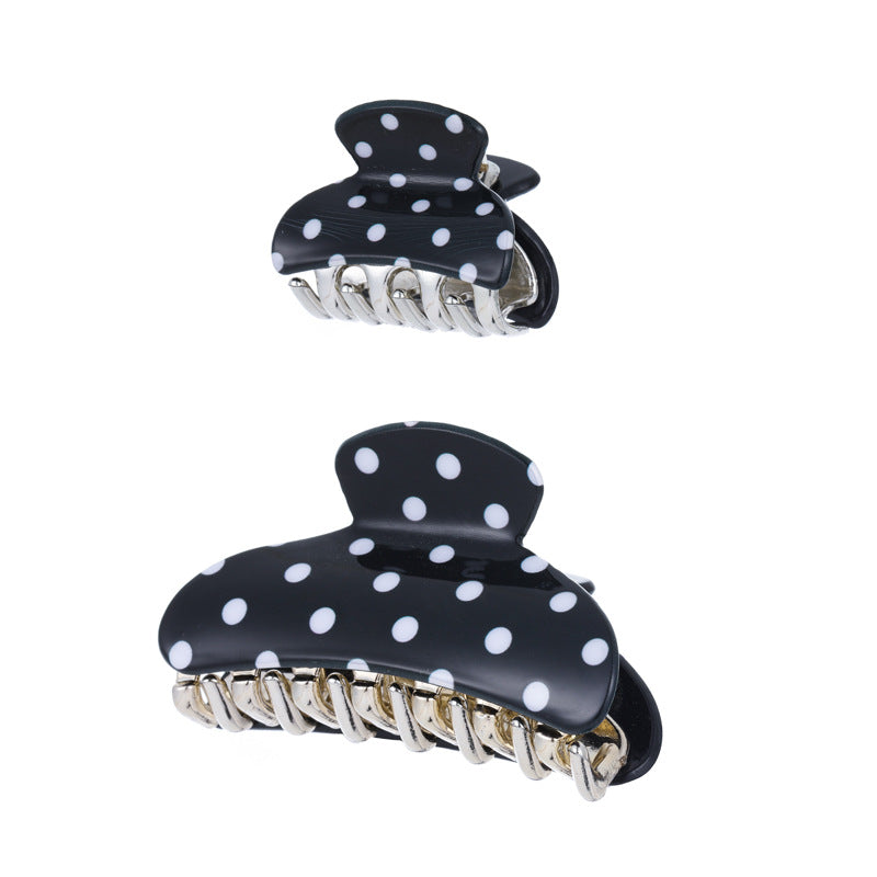 Wholesale Black and White Printed Pattern Polka Dot Acrylic Hair Clips