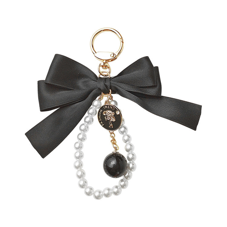 Wholesale Big Bow Tie Keychain Pearl Chain Zinc Alloy Keychain