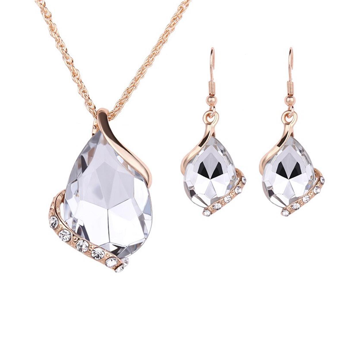 Wholesale Large Water Drop Diamond Necklace Earring Set