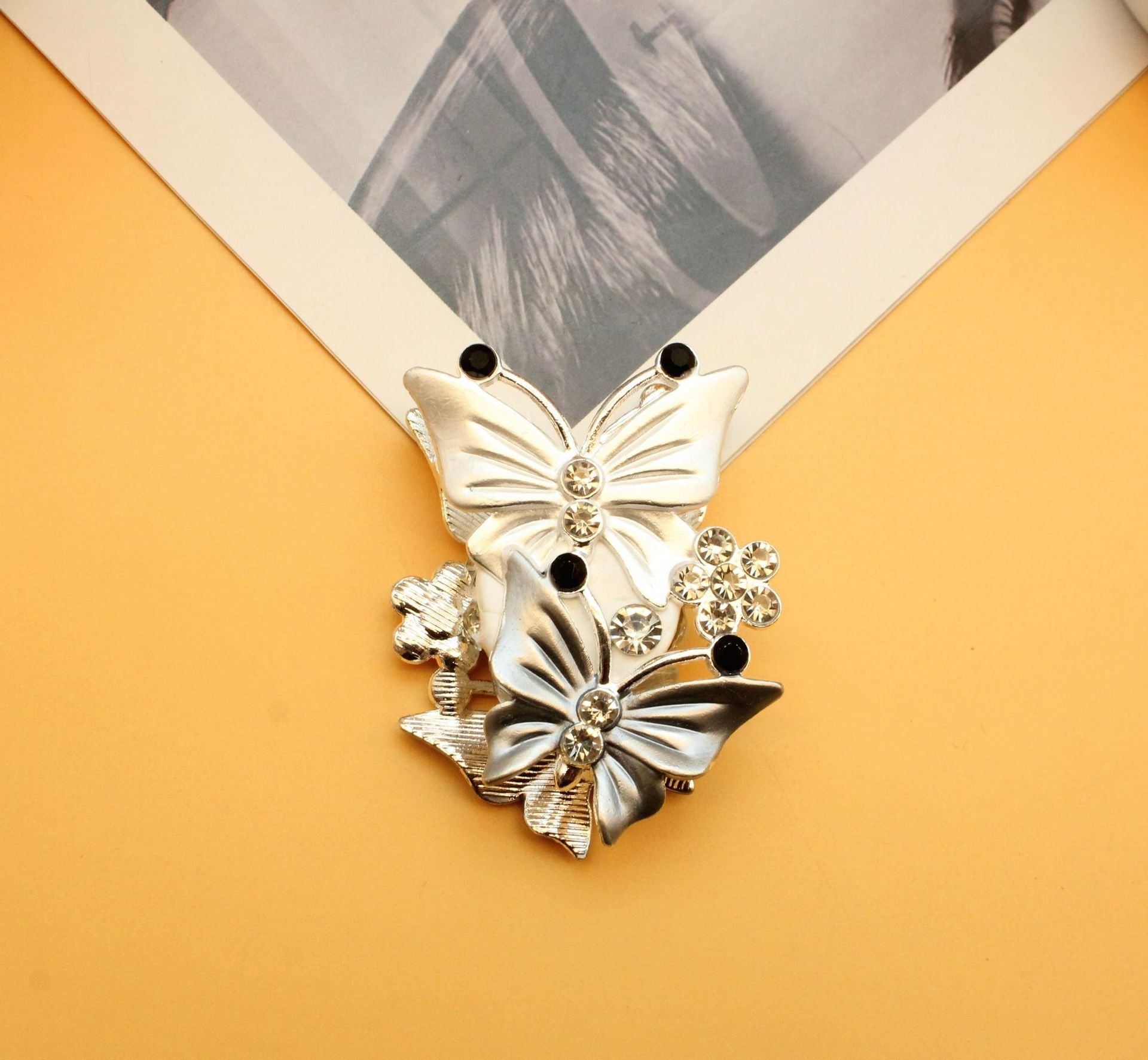 Wholesale Multicolor Double-Sided Rhinestone Butterfly Straight Hole Bead