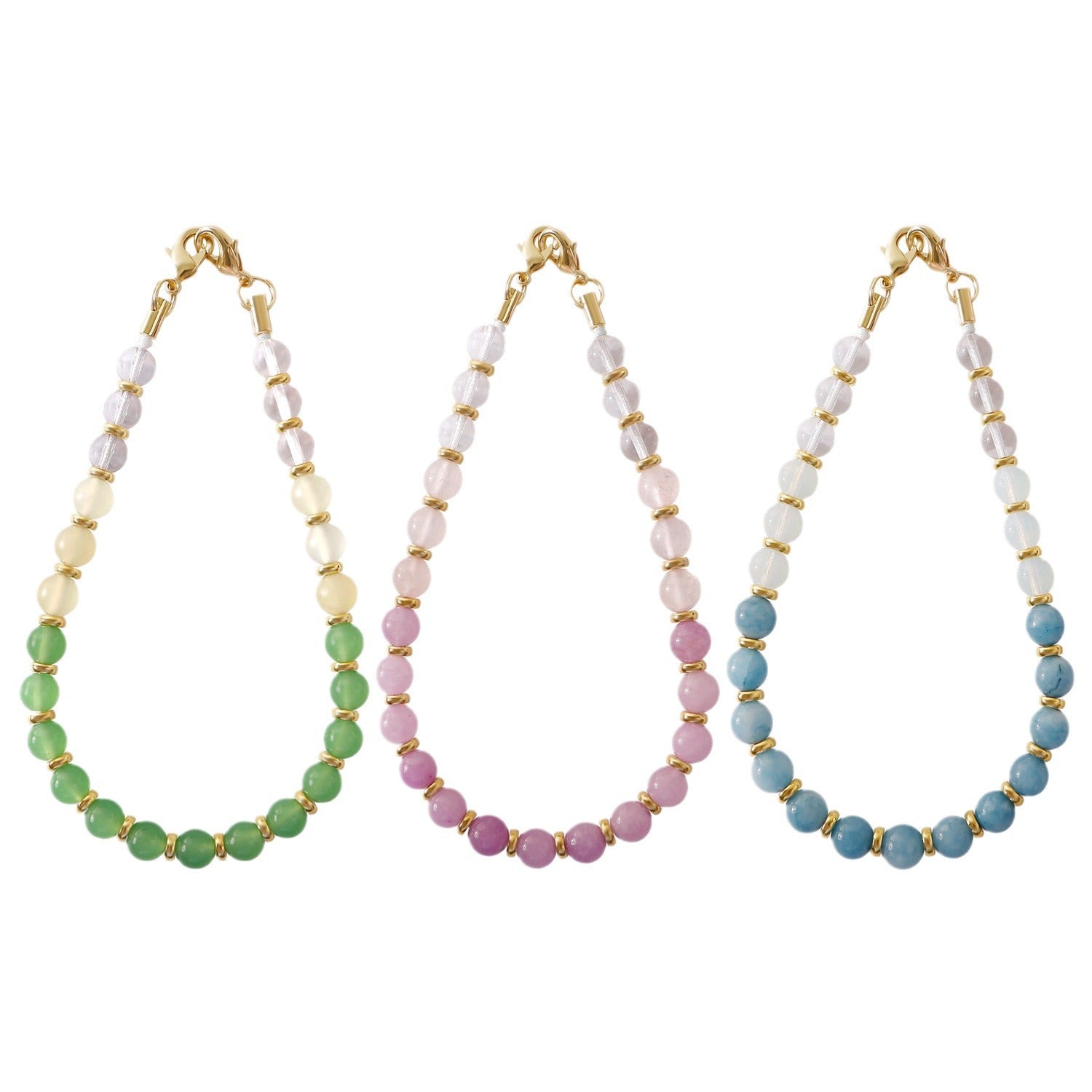 Wholesale Gradient Semi-precious Stone Light Luxury Fashion Double-ring Buckle Mobile Phone Chain