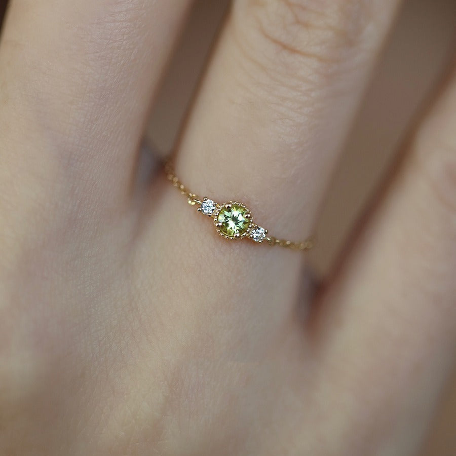 Wholesale Small Jasmine Gold Olive Adjustable Sterling Silver Ring