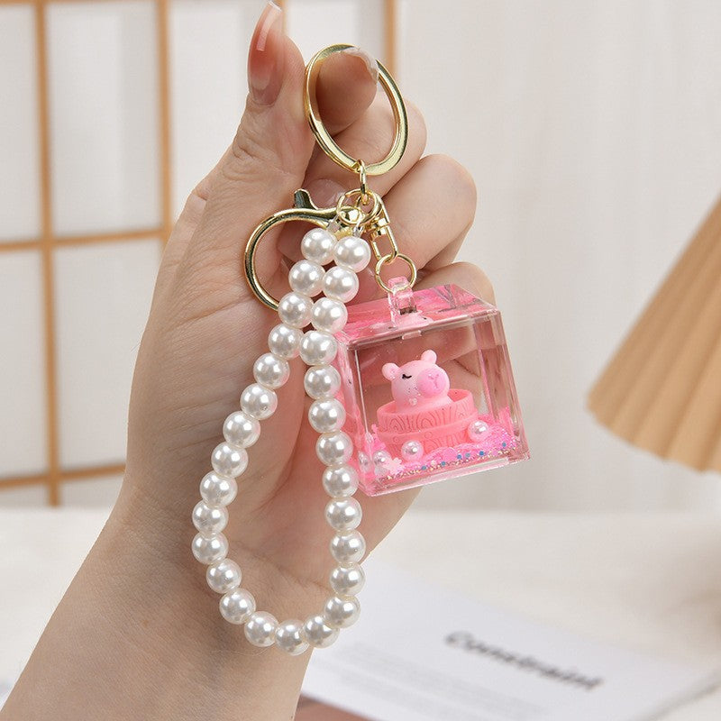 Wholesale Acrylic Creative Capybara Sand Bottle Keychain