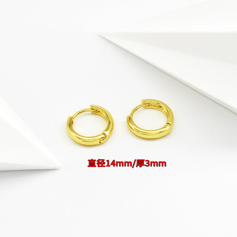 Wholesale Smooth European and American Fashionable Versatile Simple Copper Gold-plated Earrings