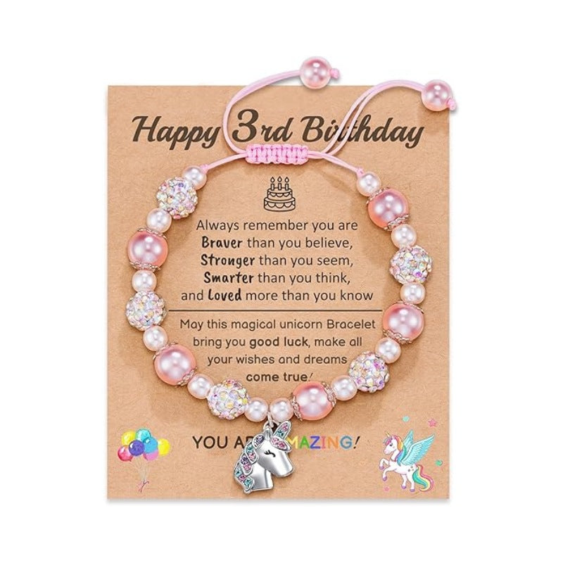 Wholesale Knitted pearl adjustable salamander unicorn pendant bracelet