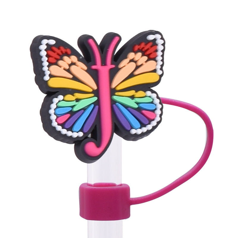 Wholesale  Random 100pcs/pack   Butterfly letter dustproof straw cover  Straw Tube Cap