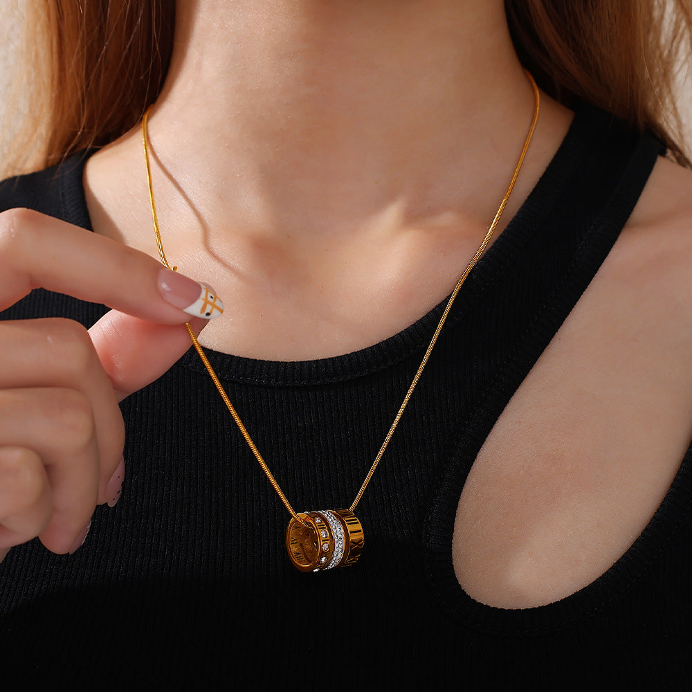 Wholesale Diamond-Encrusted Small Waist Pendant Stainless Steel Luxury Necklace