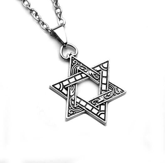 Wholesale Vintage six-pointed star stainless steel necklace