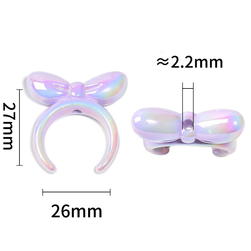 Wholesale 100pcs Diy UV Plated Mabe Solid Color Bow Headband Perforated Beads