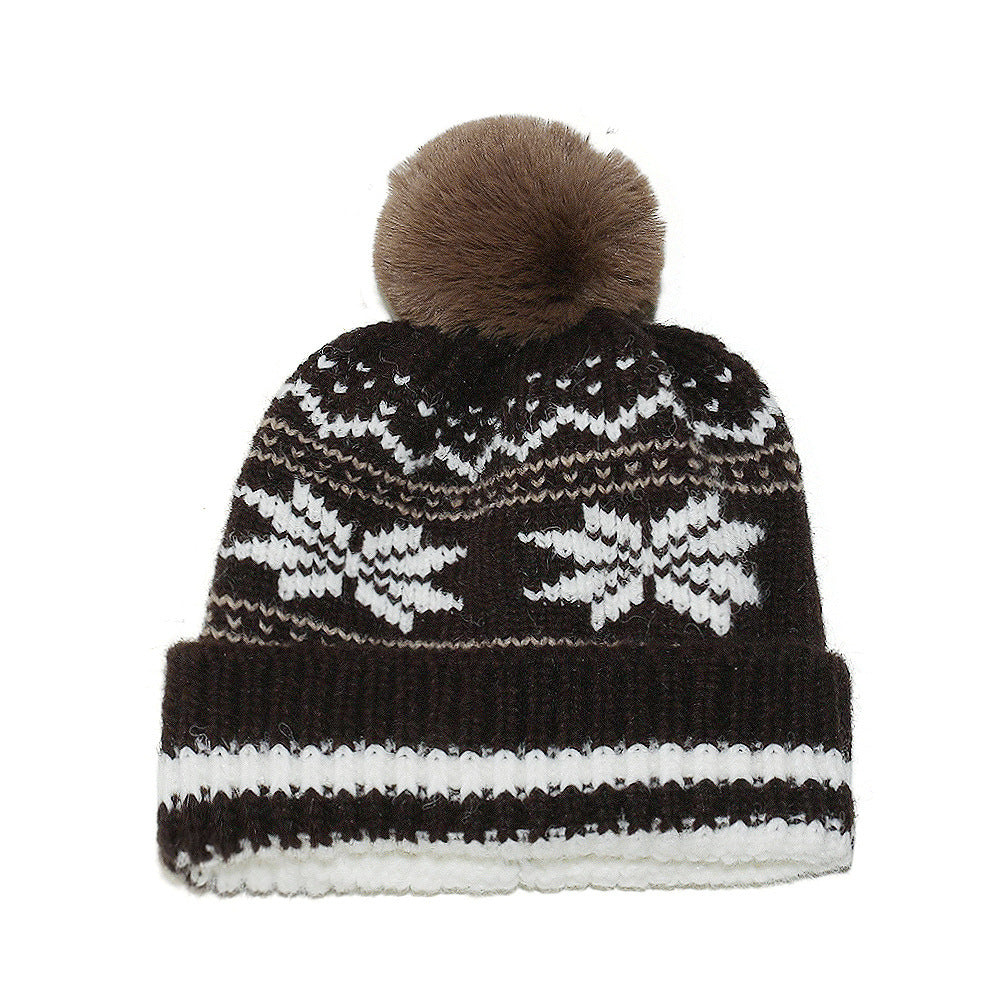 Wholesale Winter Thickeneded Warm Christmas Snowflake Hat
