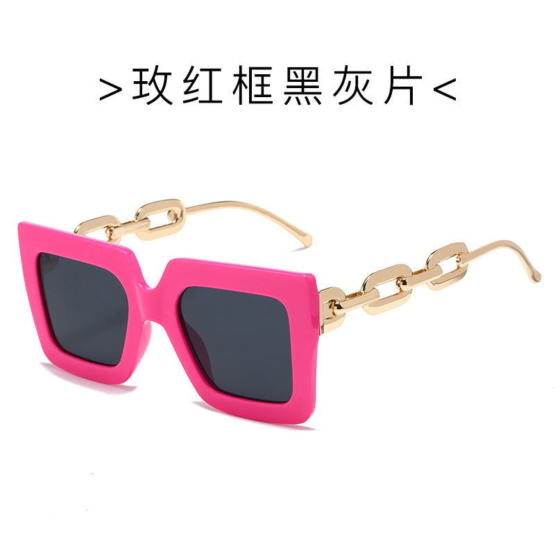 Wholesale Square Large Frame Chain Sunglasses