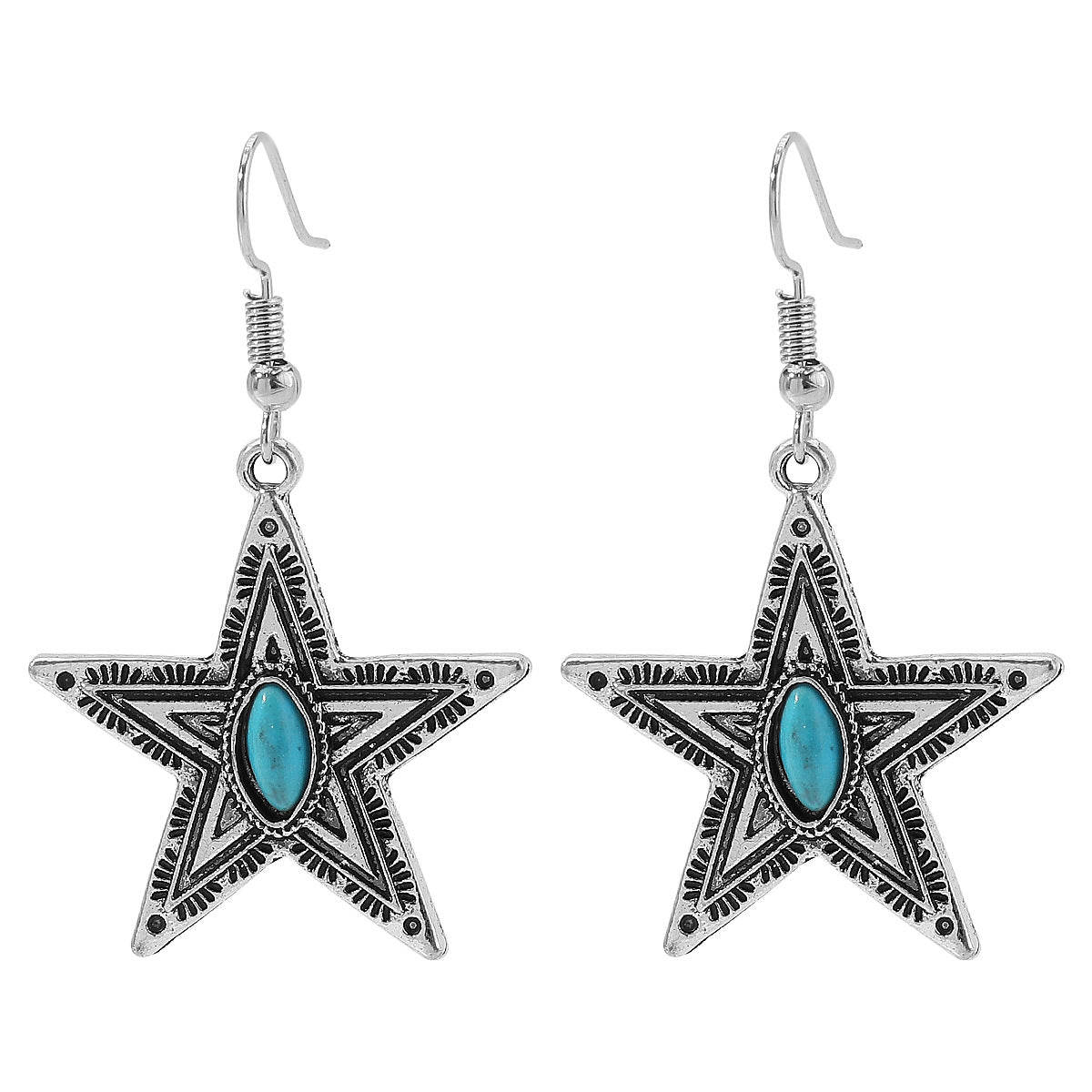 Wholesale Creative Ethnic Retro Geometric Lace Five-pointed Star Earrings