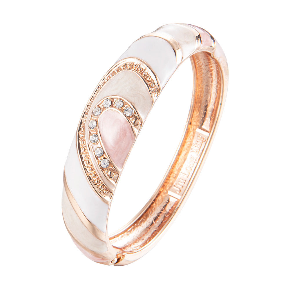 Wholesale Enamel Diamond Set Color Matching Geometric Drop Oil Alloy Bracelet