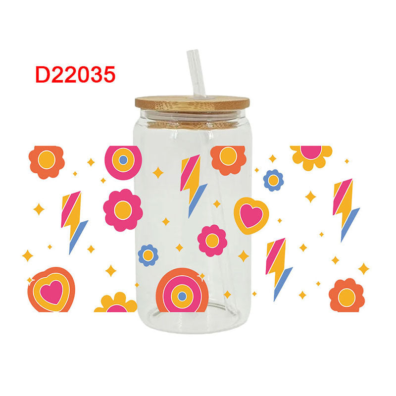 Wholesale Colorful Feather Fireworks 16oz Cup UV DTF Wraps