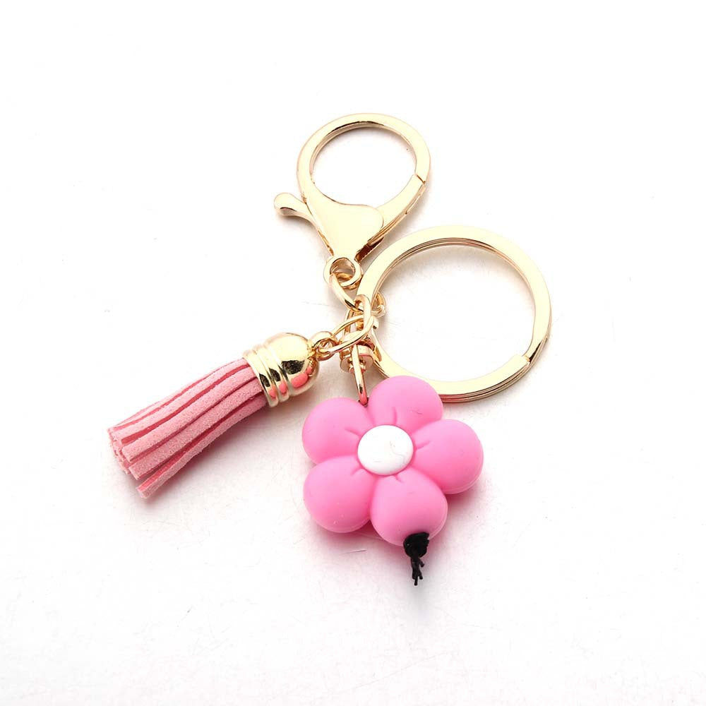 Wholesale Sunflower Tassel Handmade Silicone Bead Tassel Keychain