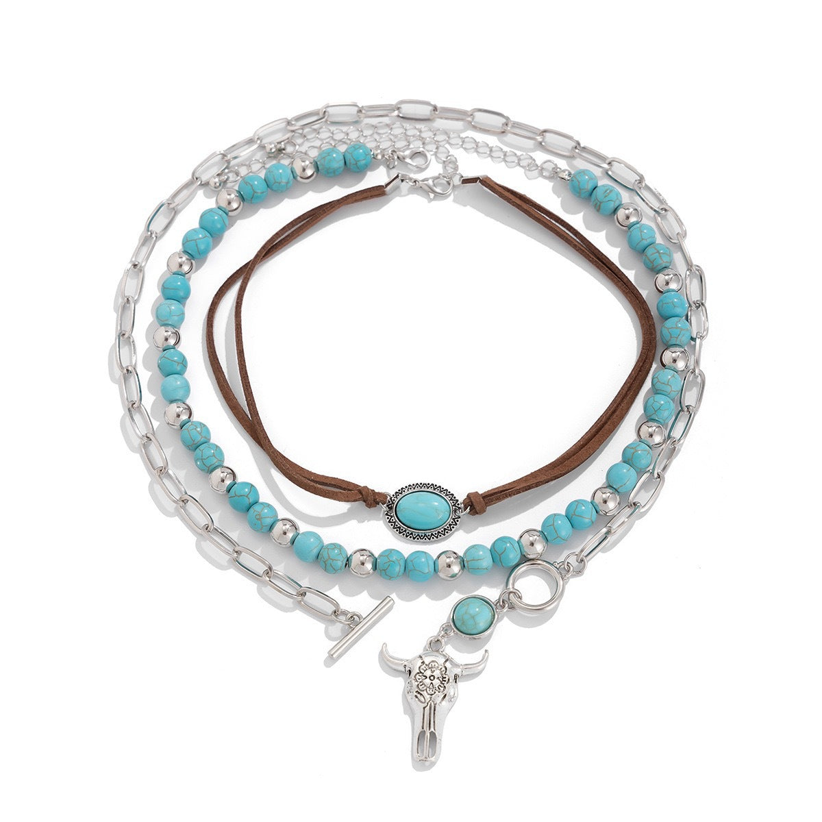 Wholesale Chain-shaped cactus bull head hat necklace