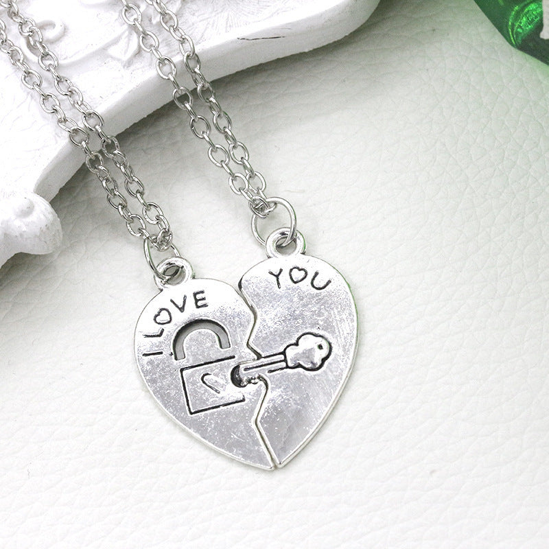 Wholesale  Moon and Sun Three-person Splicing Alloy Diamond Two-piece  Set Necklace