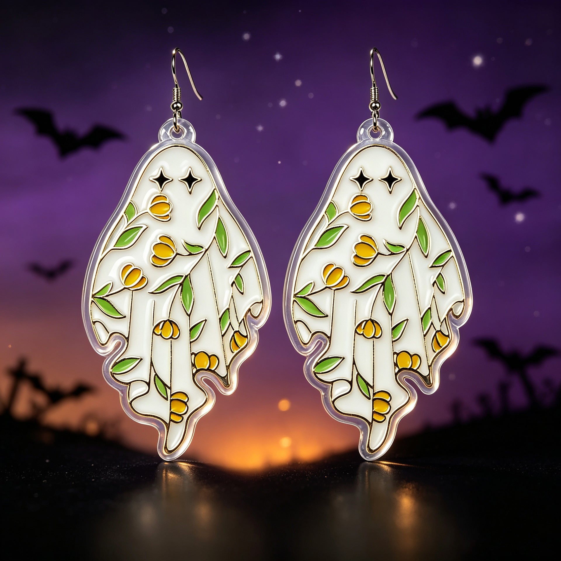 Wholesale  Ghost Cartoon Acrylic Earrings Funny Reading Design Cute Fashion Accessory For Party And Casual Wear