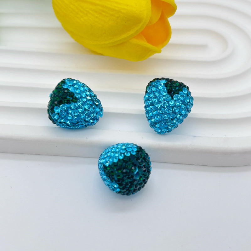 Wholesale 20pcs Strawberry clay filled with diamond beads