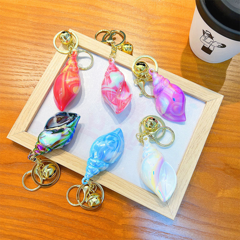 Wholesale Acrylic colorful electroplating conch keychain