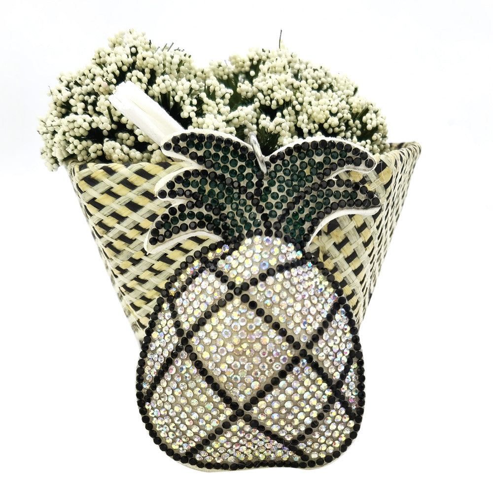 Wholesale 4pcs Rhinestone Diamond Pineapple Keychain