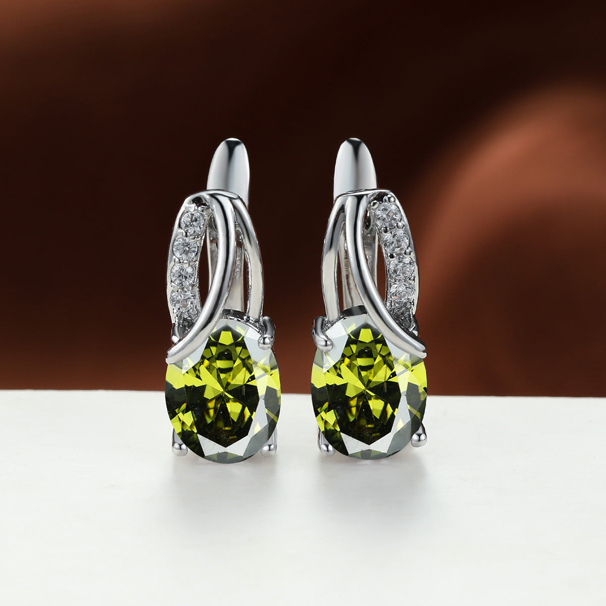 Wholesale Champagne Gold Oval Diamond Earrings