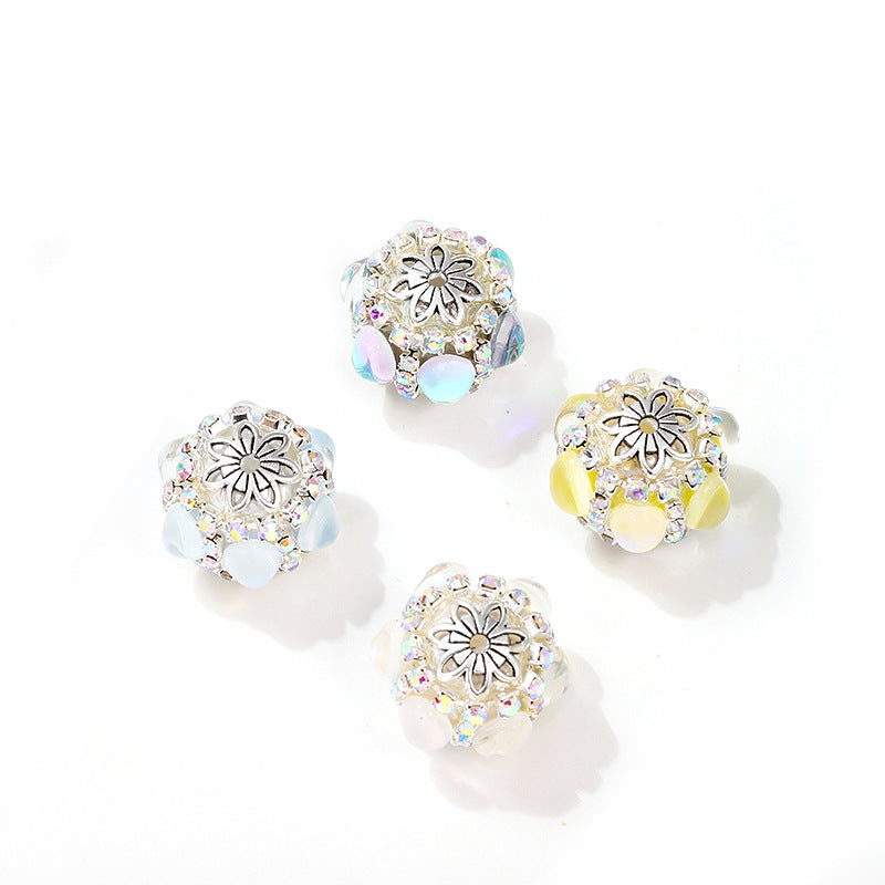 Wholesale of 10PCS Cat Eye Stone Mocha Lantern Soft Ceramic Drill Ball Straight Hole Beads