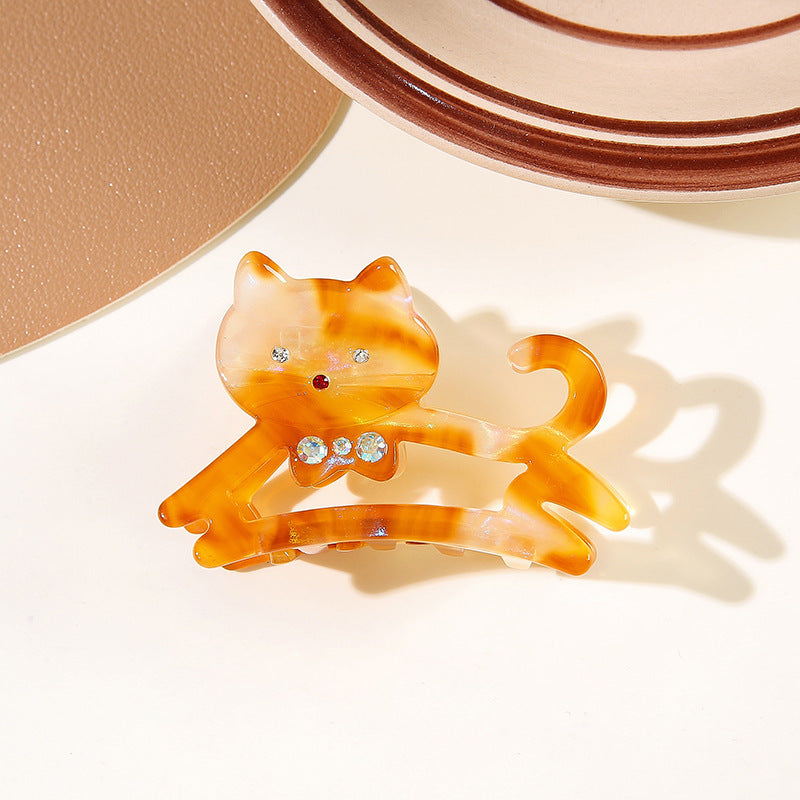 Wholesale New French Rhinestone Cat Hair Claw Clip Acrylic Hollow Women S Hair Accessory Cute Everyday Styling For Boutique Resale