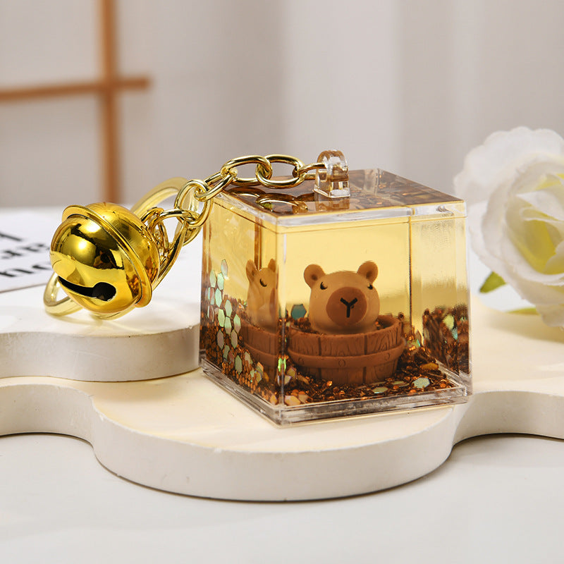 Wholesale Acrylic Creative Capybara Sand Bottle Keychain