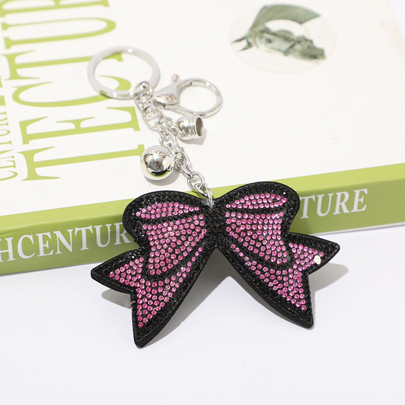 Wholesale 12pcs creative bow rhinestone keychain cute rhinestone bag tassel pendant