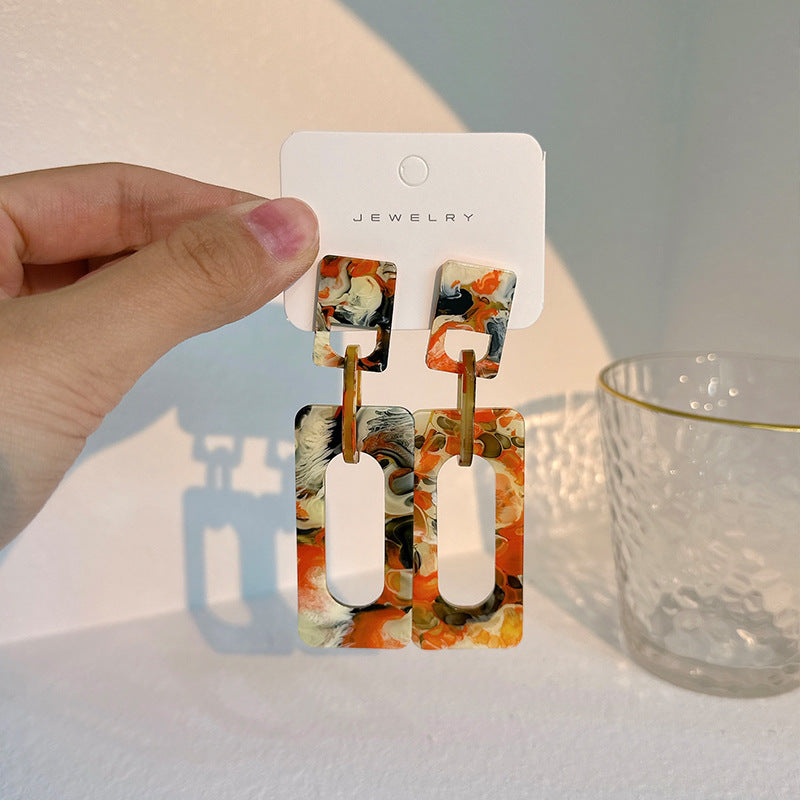 Pendientes cuadrados geométricos de acetato al por mayor