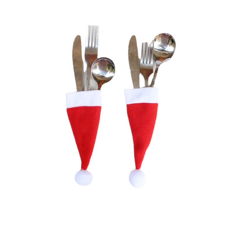 Wholesale Fabric Christmas Hat Cutlery Set