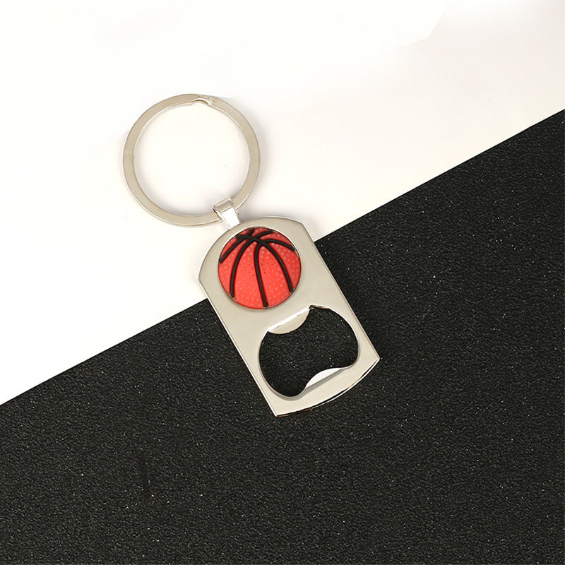 Wholesale Football Basketball Painted Metal Bottle Opener Keychain