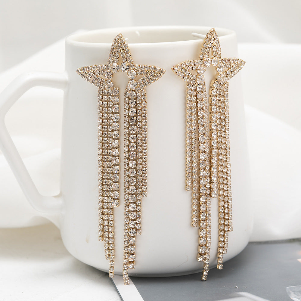 Wholesale Seahorse Shape Star Rhinestone Tassel Butterfly Earrings