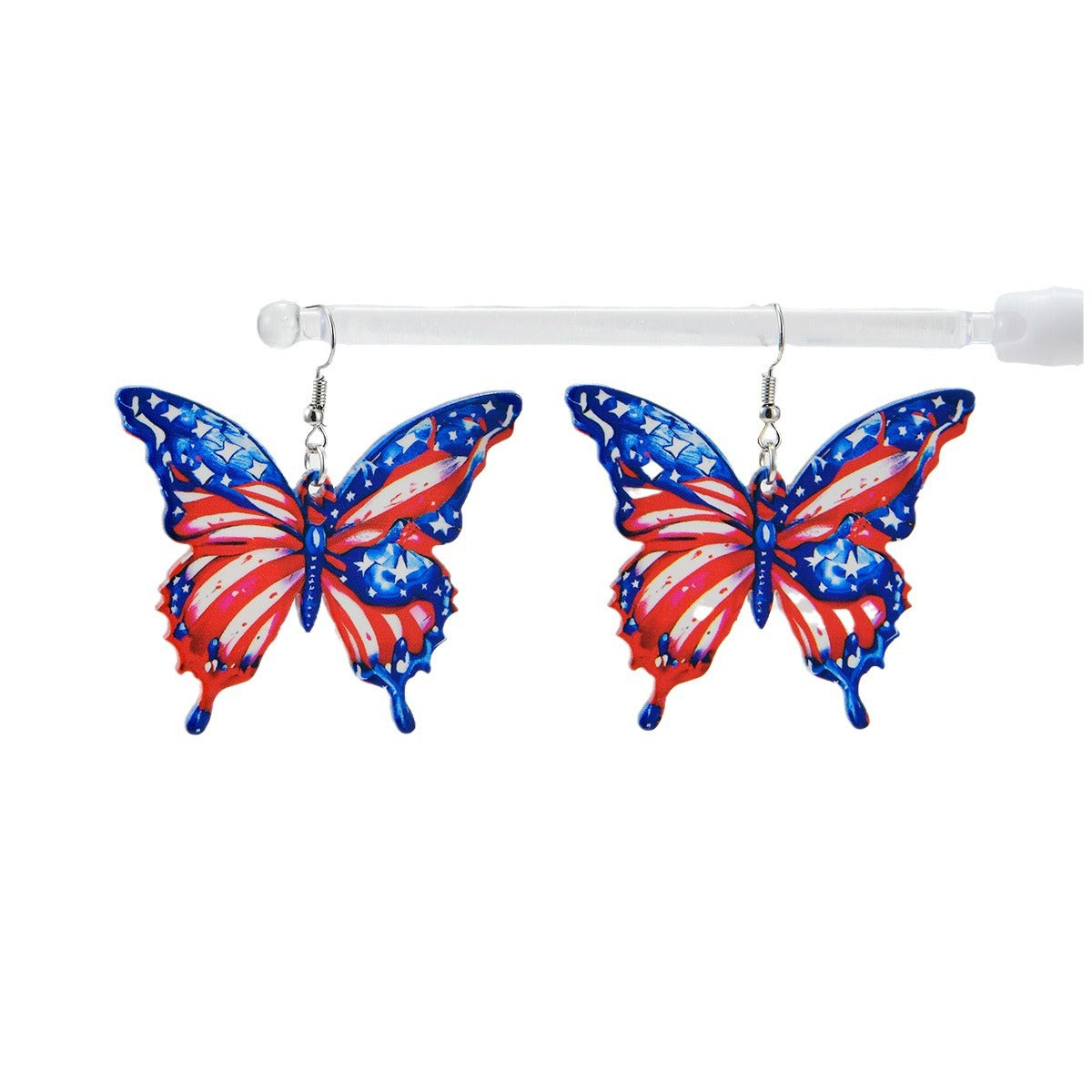 Wholesale Independence Day Butterfly Double sided Printed Acrylic Earrings