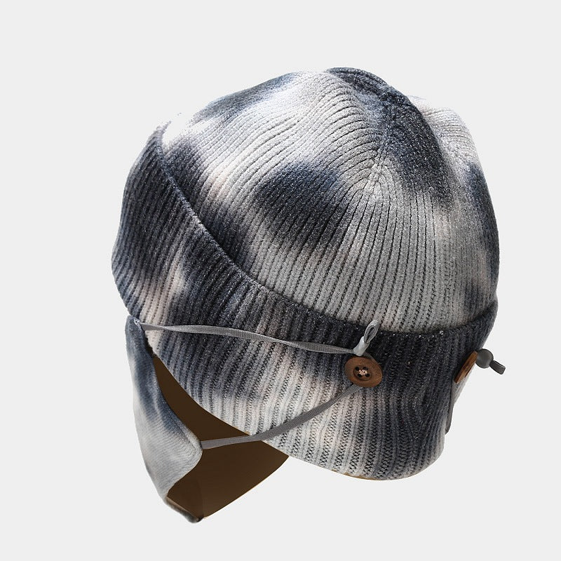 Wholesale 2023 Winter Tie Dye Hat Mask Set Outdoor Cold Resistant Face Protective Knitted Hat