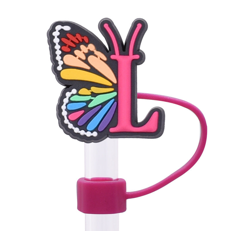 Wholesale  Random 100pcs/pack   Butterfly letter dustproof straw cover  Straw Tube Cap