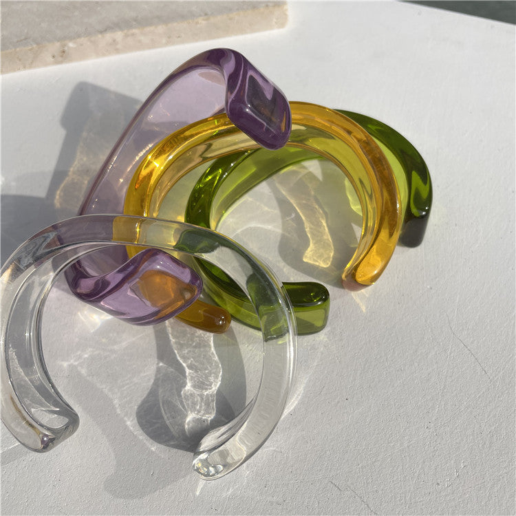 Wholesale Color Acrylic Bracelet Simple Geometric Transparent Resin Bracelet