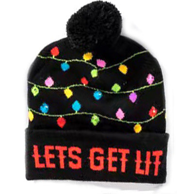 Wholesale Colorful Luminous Knitted Hat Christmas Warm Beanie