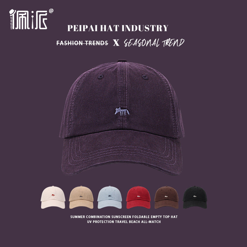 Wholesale Fox Grape Purple Baseball Cap Women's Embroidered Cute Wide-brimmed Sunshade Cap Unisex for Men and Women