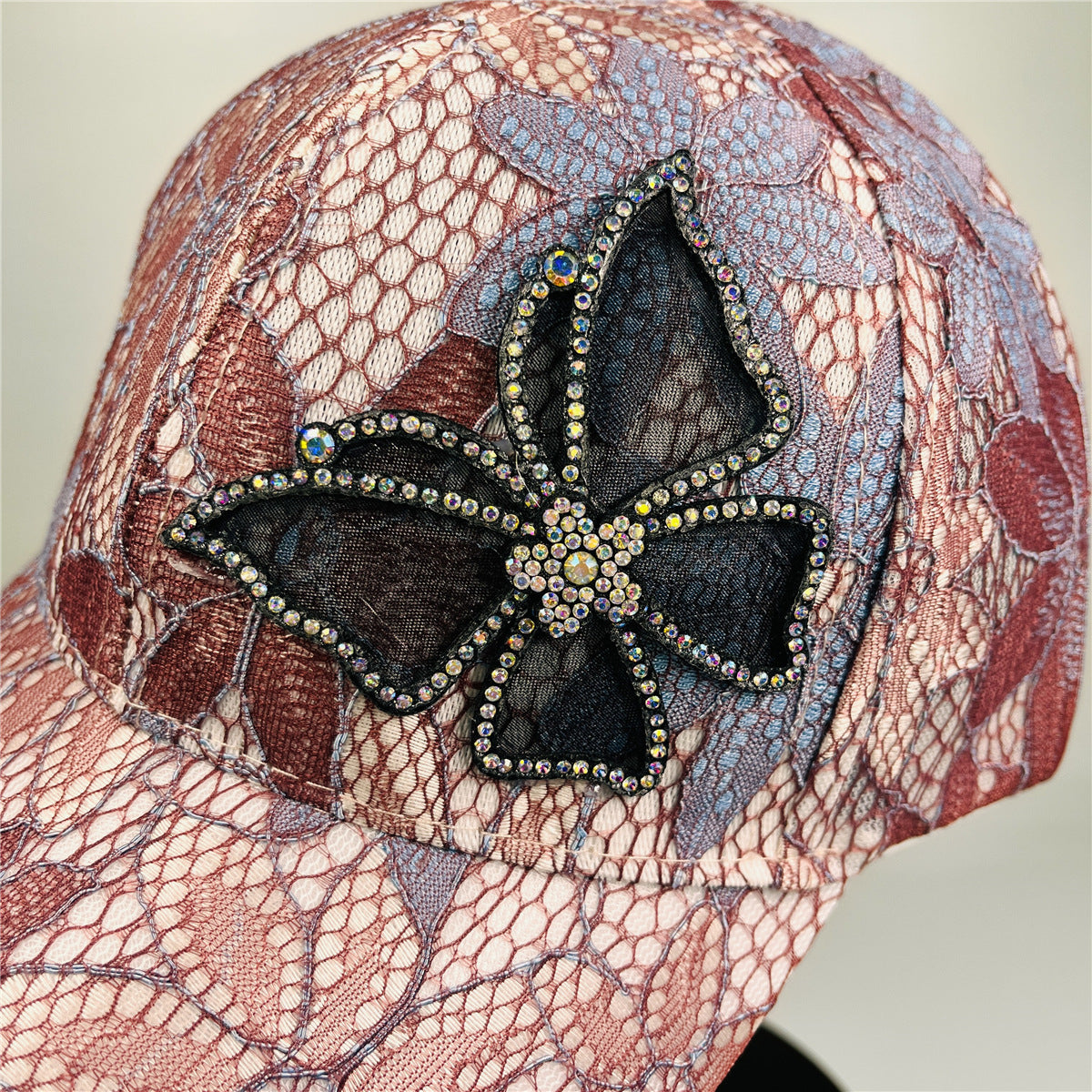 Wholesale High-end thin style versatile temperament casual women's rhinestone butterfly stylish baseball cap